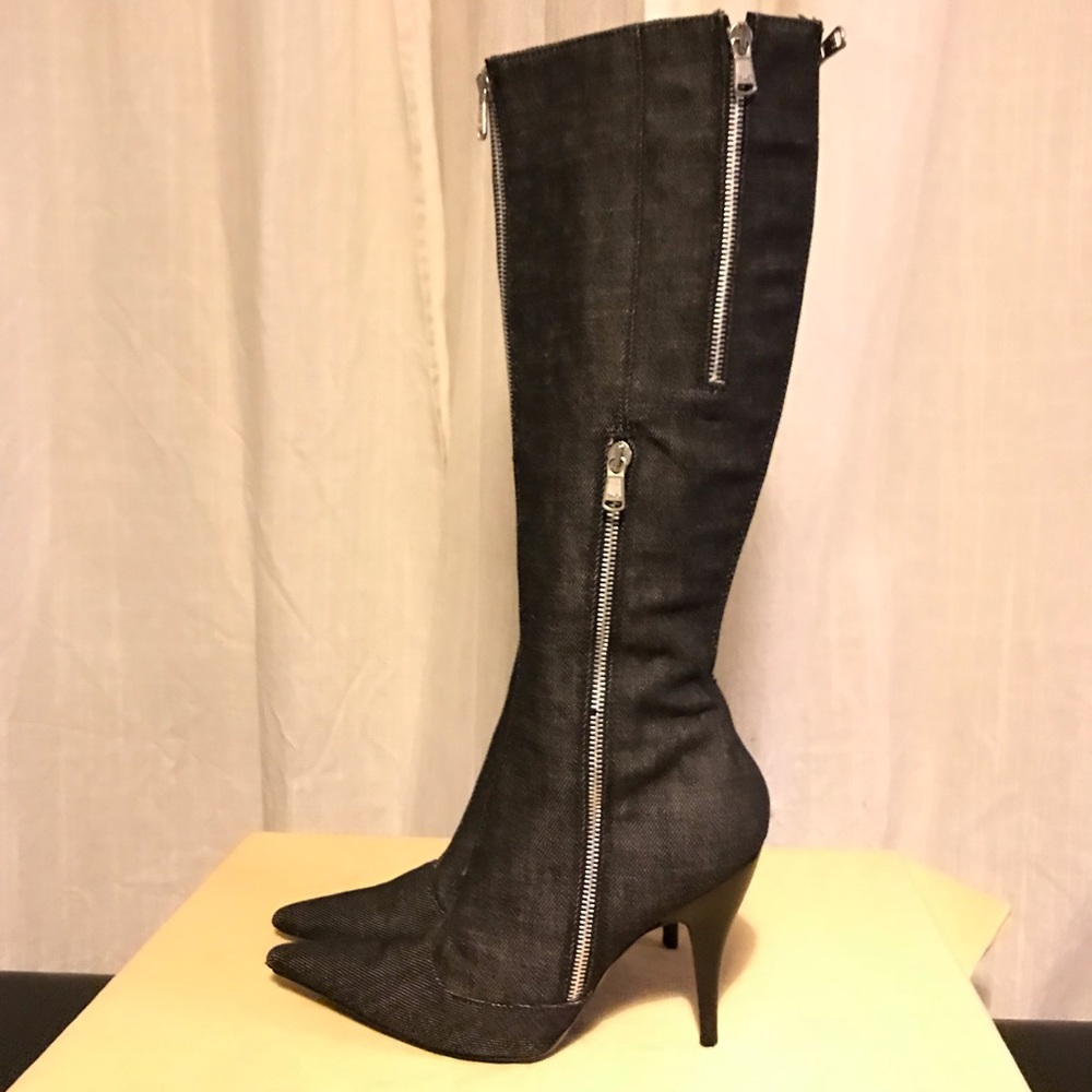 SOLD AUTH DOLCE & GABBANA Denim Zipper Boots - Picture 3 of 7
